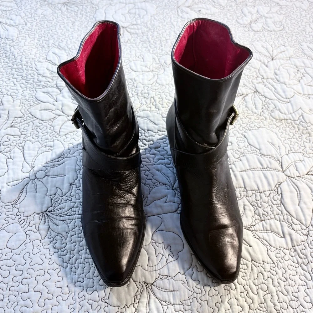 Yves Saint Laurent YSL Paris Tom Ford Era Leather Strap Ankle Boots Sz 9 🧡